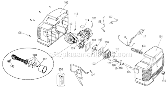 Part Location Diagram of N075781 DeWALT BLOW GUN KIT